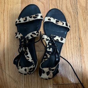 SENSO cheetah print samdals with lace up detail